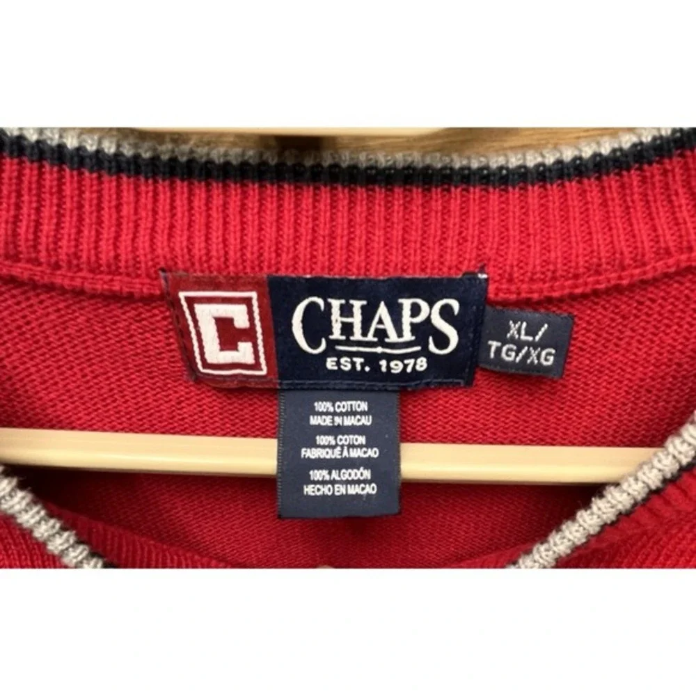 Chaps Ralph Lauren Sweater Mens XLarge Red Long‎ Sleeve Knit Crewneck